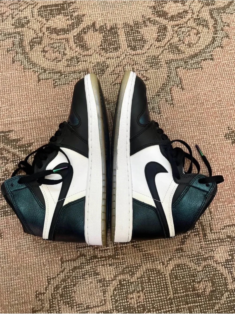 Brand New Air Jordan 1 Mid Iridescent Blue/Black Size 5.5Y NEW !!